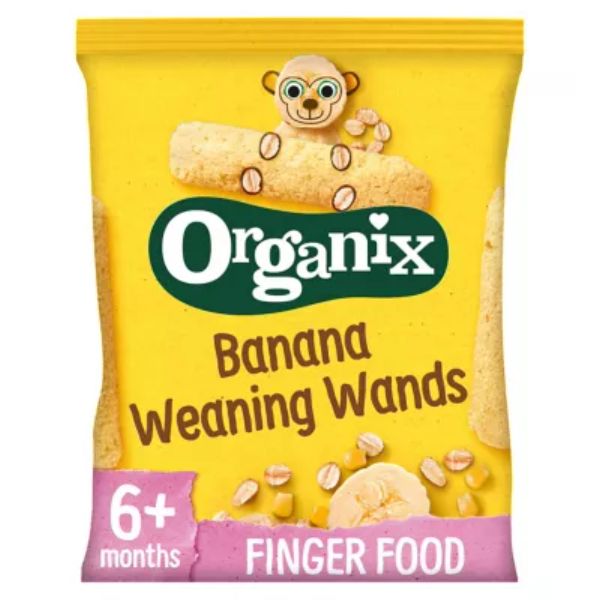 Organix Banana Weaning Wands Organic Baby Puffs 25g 6 months+