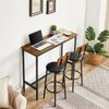 EZAPOR Compact 3-Piece Bar Table Set with 2 Cushioned Stools and Backrest, Rustic Brown - Space-Saving Design for Small Spaces