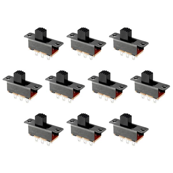 Rebower Latching Slide Control Switch Slide Switch Toggle Switch Current Flow Control 6 Terminals for 2P2T Electronic Projects 6mm Pack of 10