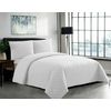 2 Piece Inspiration Quilted Bedspread Embossed Pattern Comforter Bedding Set Bed Throw with Pillow Case (White, Single)