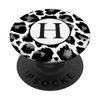Monogram Letter H Initial Black Grey Leopard Print PopSockets Swappable PopGrip