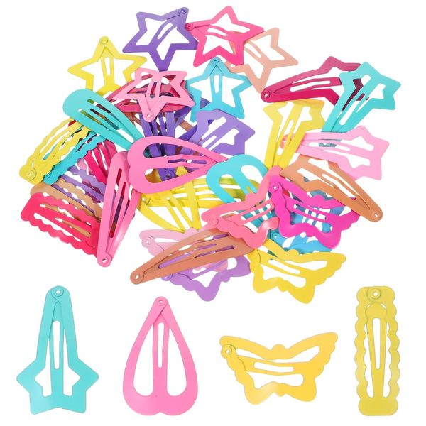 Ipetboom 36Pcs Multiple Colors Metal Non Slip Star Hair Clips Colorful Metal Snap Snap Clips Start Butterfly Heart Hair Clips Hair Barrettes Hair Accessories for Women Girls ﻿