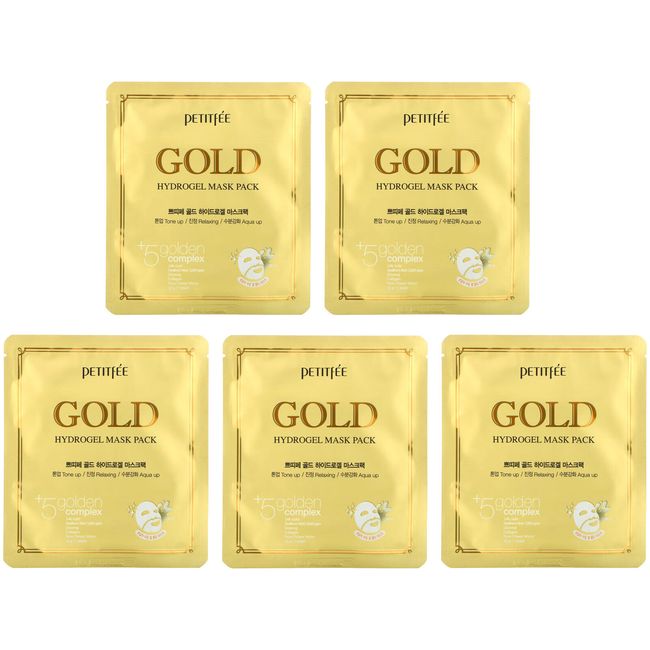 Gold Hydrogel Beauty Mask Pack, 5 Sheets, 32 g Each