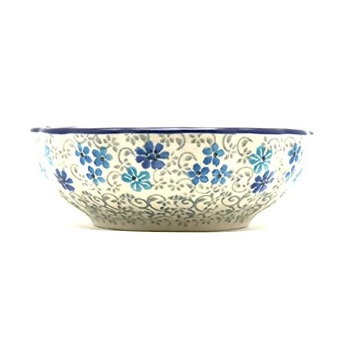 Polish Pottery Bowl - Shallow Scalloped - Small - Sea Blossom