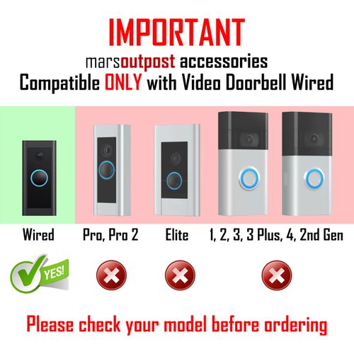 Mars Outpost No Drill Rain Cover for Video Doorbell Wired Hood Anti-Glare Protection Weather Protector Rain Shield No-Drill Weatherproof Snow Sun Shade Made in UK