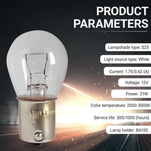 YYTQP 10 PCS Car 1156 Turn Signal Light, P21W 1141 S25 High Brightness Stable Filament Bulb, 12V 21W BA15S Single Contact Bulb Replacement, Miniature Backup Lights for Cars Motorcycle (White)