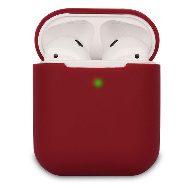 KOKOKA Case Cover Compatible with AirPods 2, Silicone Shockproof Case Cover for Airpods 2 [Front LED Visible][Support Wireless Charging] Burgundy