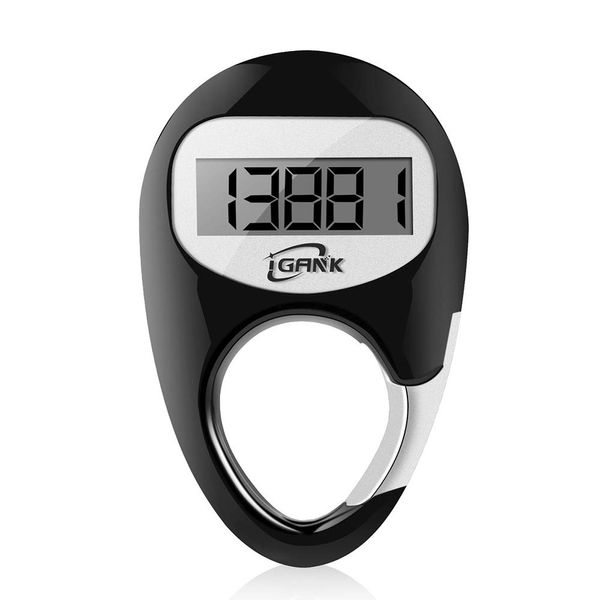 iGANK Simple Walking Pedometer 3D Step Counter for Men Women Kids (Black)