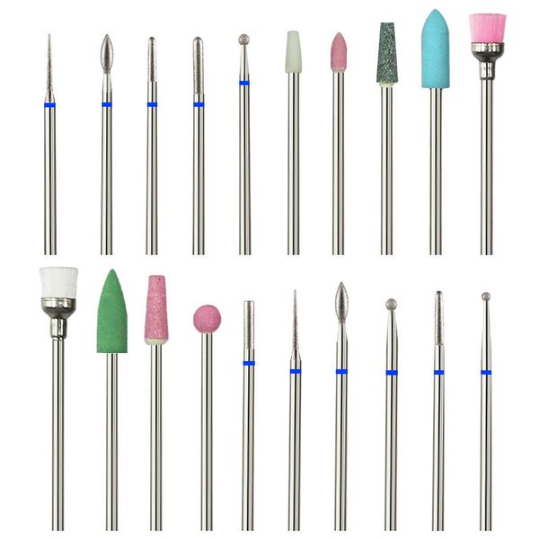 20 PCs Nail Drill Bits Set for Acrylic Nails, Professional Diamond Cuticle Remover Bits Kit with Box, 3/32" Electric Manicure Nail File Bit for Nail Drill Machine in Nail Salon