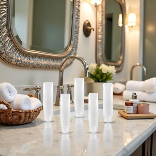5 Pcs 1 oz Refillable Toothpaste Tubes, Empty Travel Bottles, Reusable Mini Lotion Bottles, Makeup Containers, Travel Dispensers, Refillable Containers Pump Dispensers Refillable Cosmetic(10 * 2.7cm)