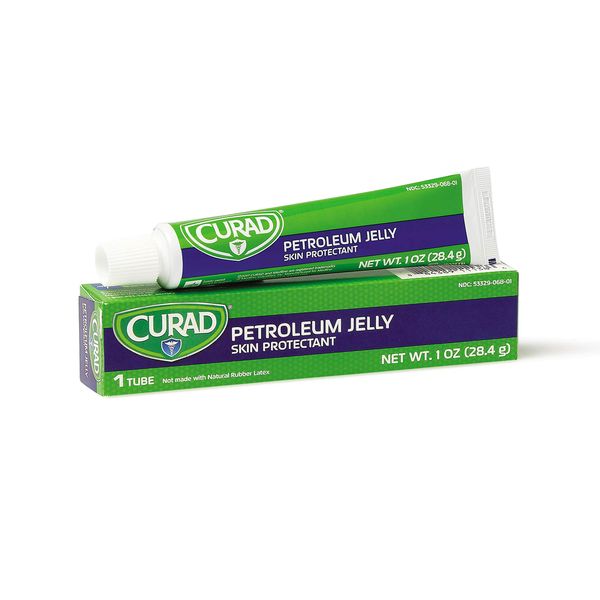 Curad Petroleum Jelly Skin Protectant, Healing Ointment For Dry Cracked Skin, 1 oz Tube (12 Pack)