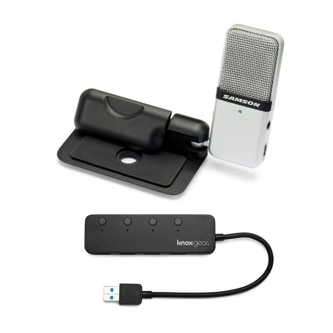Samson Go Mic Clip On USB Microphone White with Knox Gear USB 3.0 Hub