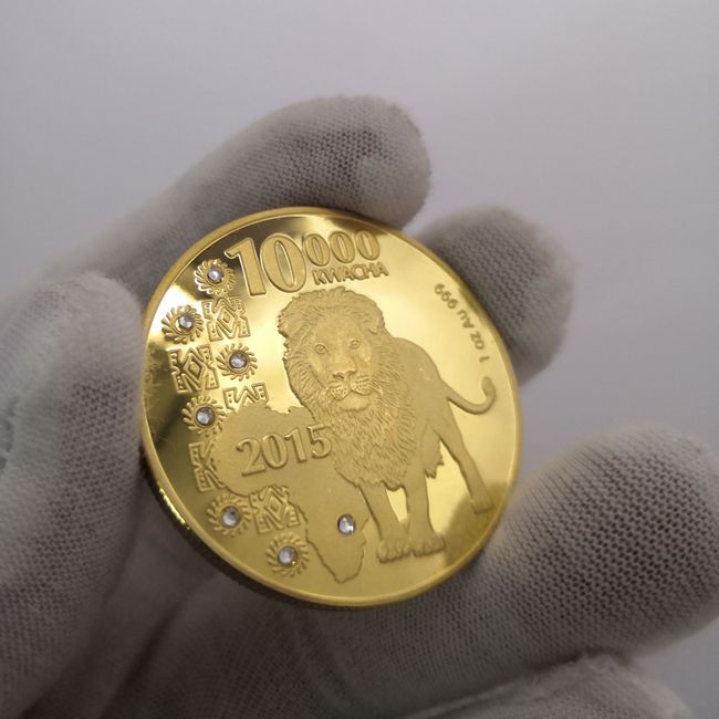 1 Oz Au 999 Gold Coin Zambia 10000 Kwacha Commemorative Republic of Zambia Coins Collectibles Zambia Diamond-Set Lion Coins