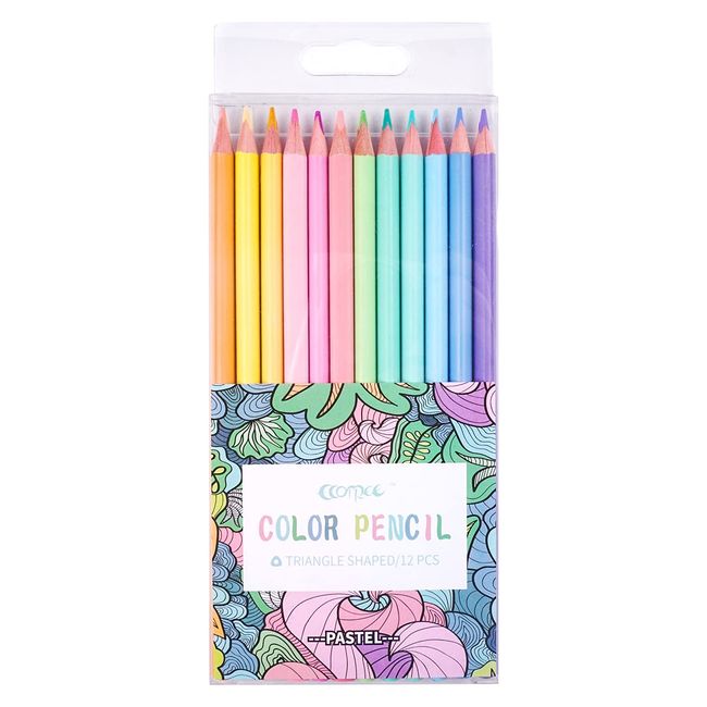 ECOTREE Macaron Colored Pencils, soften wood, Pastel coloring for adult and kids, Pack of 12