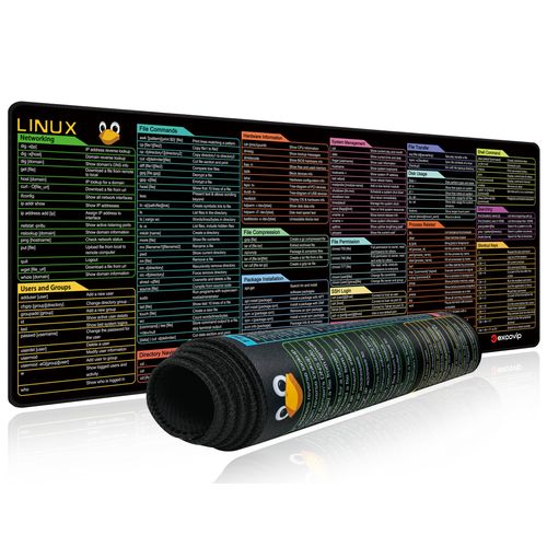 excovip Mouse Pad with Linux Commands Line - Extended Large Cheat Sheet Mousepad 31.4x11.7 inch Shortcuts Desk Mat to Kali/Red/Hat/Ubuntu/OpenSUSE/Arch/Debian/Unix Programmer 0246