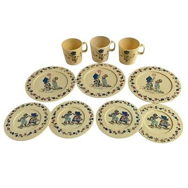 Vintage Chilton Hollie Hobby Tea Set Plastic Plates Cup Set Of 10