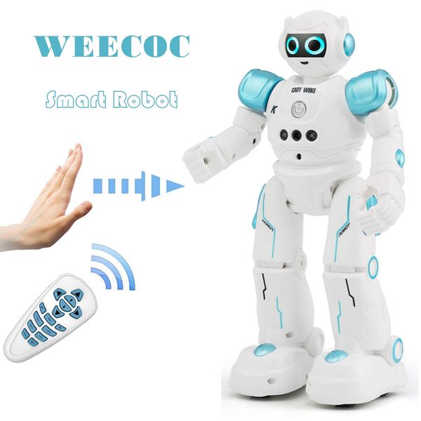 WEECOC RC Robot Toys Gesture Sensing Smart Robot Toy for Kids Can Singing Dancing Speaking Christmas Birthday Gift (R11 Blue)