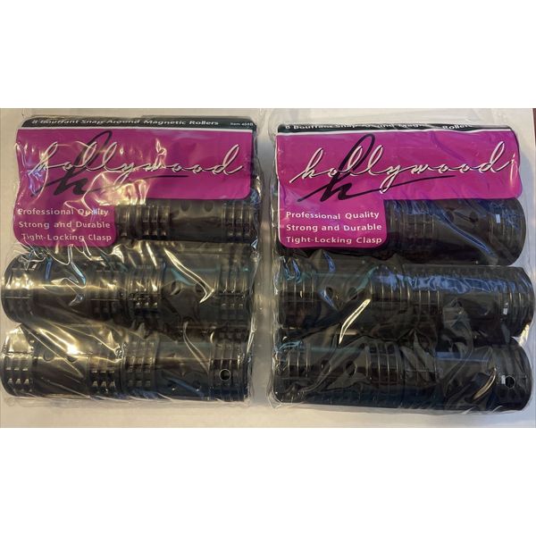 (2 Packs) Hollywood Bouffant Snap-Around Magnetic Rollers, 8 Each Pack, #454B