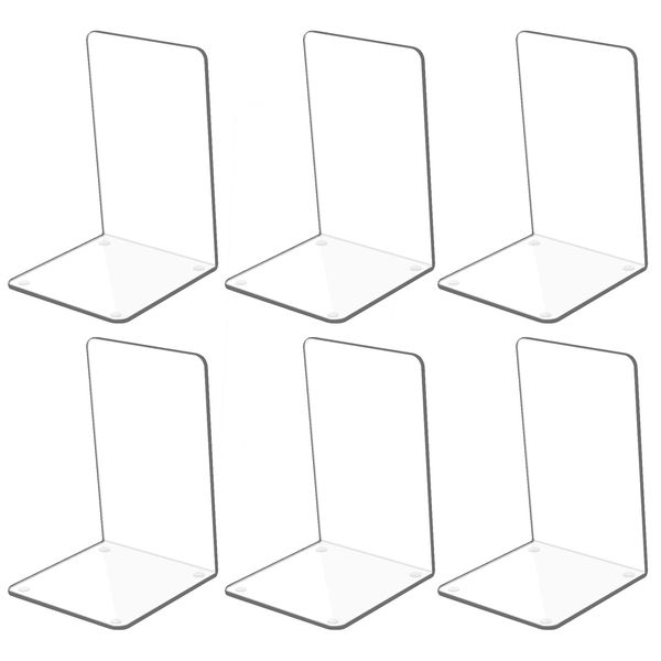 Kioneer 3 pairs Acrylic Bookends Clear Book ends,Plastic Non-Slip Bookend Bedroom Library Office School and Desktop Organizer