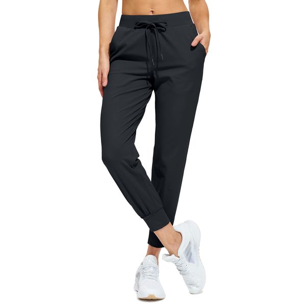 Libin Joggers for Women Tracksuit Bottoms Ladies Yoga Pants Lightweight Jogging Sweatpants Running Sports Cuffed Trousers Womens Track Pants Black M