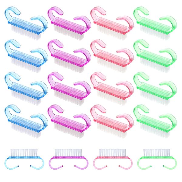 20 Pieces Nail Brushes Handle Nail Cleaning Brush Plastic Scrubbing Brushes, Fingernail Cleaning Brushes Scrub Cleaner for Toes and Nails