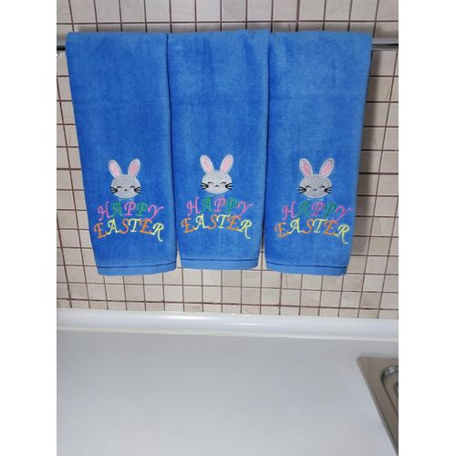 2 Pack Happy Easter Towels, 100% Soft Cotton, Basket Stuffers, (12X20 Inches) Decor Hand Towels Gift Packed, Decorative Hand Towels, Ideal for Kitchen and Bathroom Use (Black, 2)
