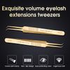 NAGARAKU Tweezers for Eyelash Extensions Gold Curved Angled Volume Cluster Super Light Weight Easy Fanning Tweezers Stainless Steel Precision (N-07)
