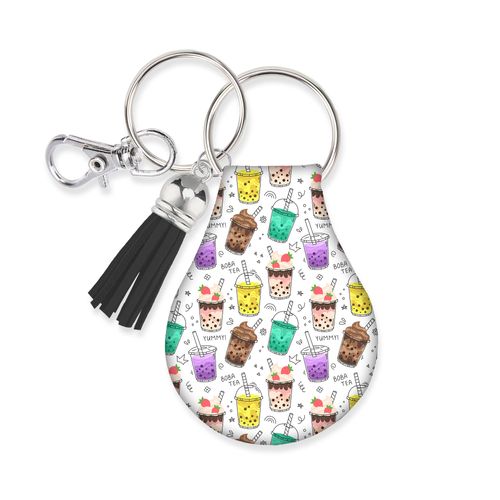 Jolitee Neoprene Compatible with Apple AirTag Case Keychain – Durable & Stylish Holder with Secure Ring and Clip (Bubble Tea)