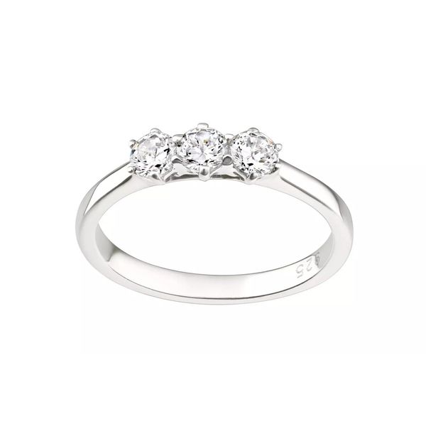 Sterling Silver 0.50ct Three Stone Engagement Ring sizes J to V (T)