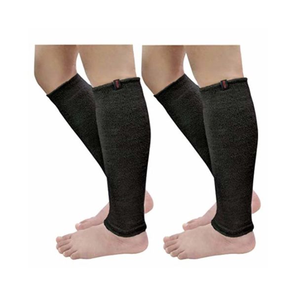 Mite Leg Warmers, Men's, Women's, Made in Japan, For Calves, Stretchable, Non-slip, Cold Protection, Supporters, Light Long, Set of 2 Pairs, Black