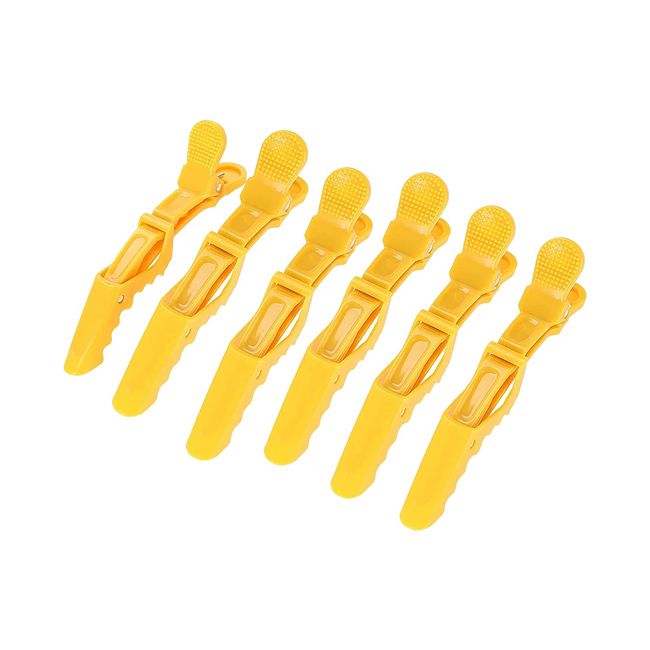 Velvet London 6Pcs Yellow Crocodile Salon Sectioning Clamps Professional Hair Clips Hairdressing, Alligator Clips for Hair, Hair Clips For Styling, Crocodile Hair Clip