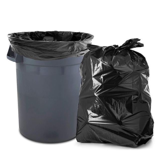 55-60 Gallon Contractor Trash Bags, 3.0 mil, (50 Count w/Ties) Large Black Heavy