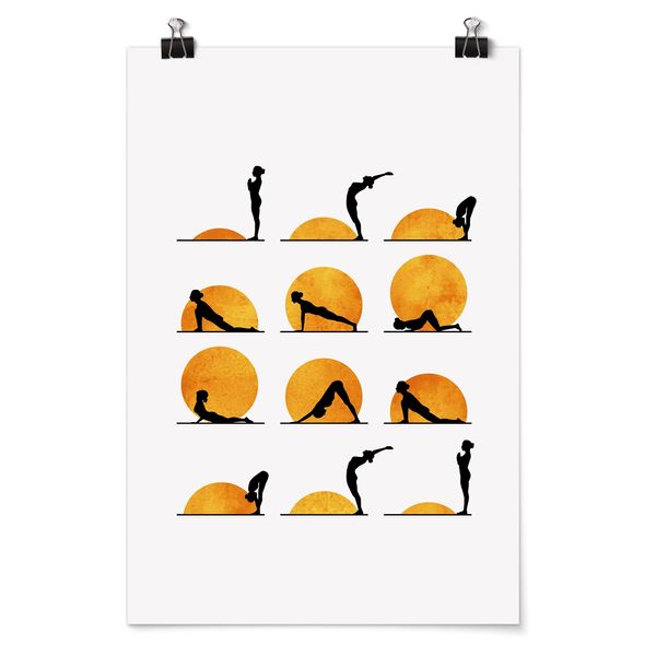 Bilderwelten Poster - Yoga - Der Sonnengruß - Hochformat 3:2 Matt 105cm x 70cm