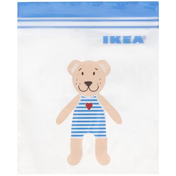 Ikea ISTAD Eastard Freezer Bag Reusable Double Zipper Plastic Bags with 8 Different Choices (Bear/Blue)