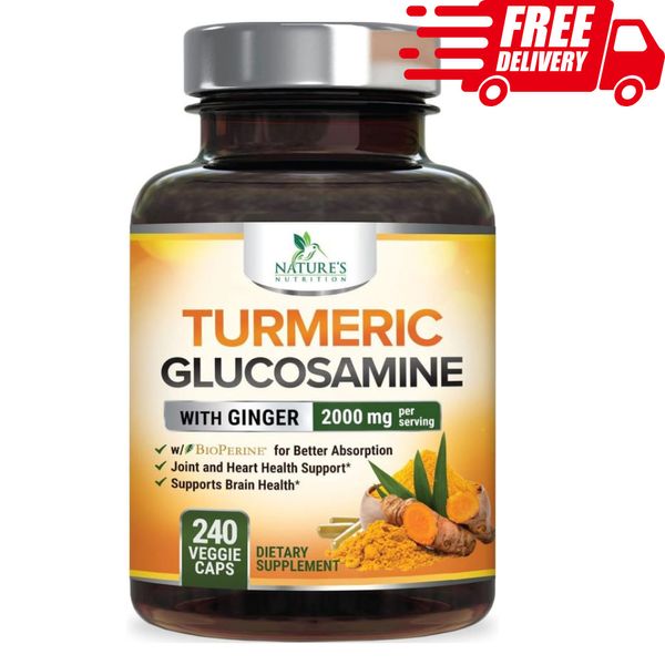 Turmeric Curcumin & Glucosamine 2000mg with Ginger, BioPerine, 240 Ct, Tumeric