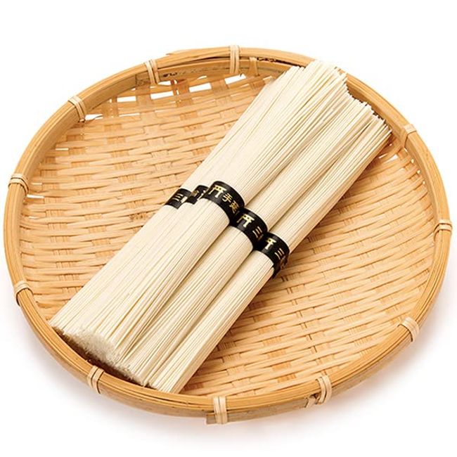 Shimabara Traditional Hand-Rolled Somen Noodles, 15 Bundles (5 Bundles x 3 Bags), Black Belt Set