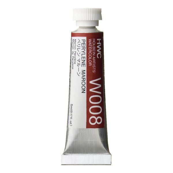 Holbein W008 Transparent Watercolor Paint, Perylene Maroon, 0.16 fl oz (5 ml) (No.2), 003008