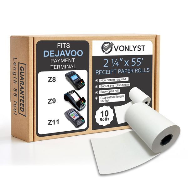 Vonlyst Credit Card Machine Paper Roll for Dejavoo Z8 Z9 Z11 (10 rolls)