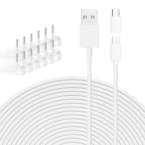 26FT Power Extension Cable for Blink Outdoor 4 (4th Gen) & Blink Outdoor (3rd Gen) – Durable USB to Micro USB Charging & Data Sync Cord (White)