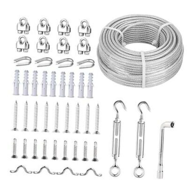 3/16 Wire Rope Kit,100ft Vinyl Coated Galvanise 3/16in100FT(Galvanized+PVC)