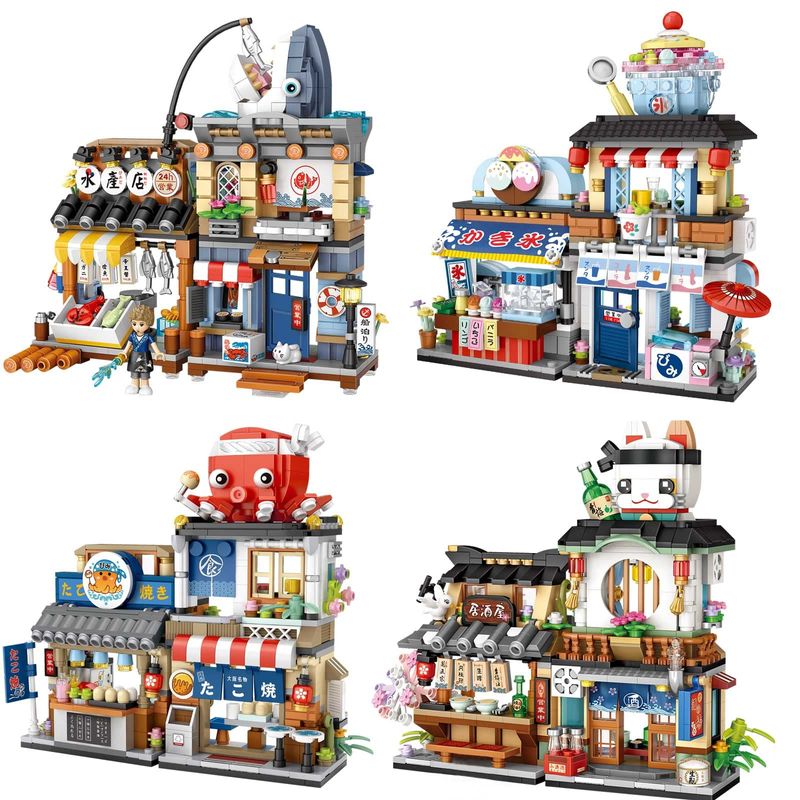Japanese Street View Izakaya Shop Mini Building Blocks Set