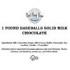 Baseballs Premium Solid Milk Chocolate Balls - 1 Lb-Approx 80 Pcs