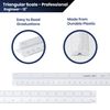 Pacific Arc Engineering Plastic Scale Ruler, Divided by: 10, 20, 30, 40, 50, 60 Part Scale Degrees, 12 inch