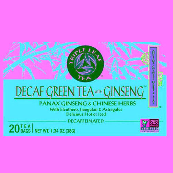 Decaf Green Tea With Ginseng  20 Bags By Triple Leaf Tea
