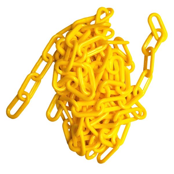 D STONE Plastic Chain, Plastic, Plastic Chain, For Triangular Cones, Cut, Tiger, 2.4 ft (5 m), 0.2 inches (6 mm) (Yellow)