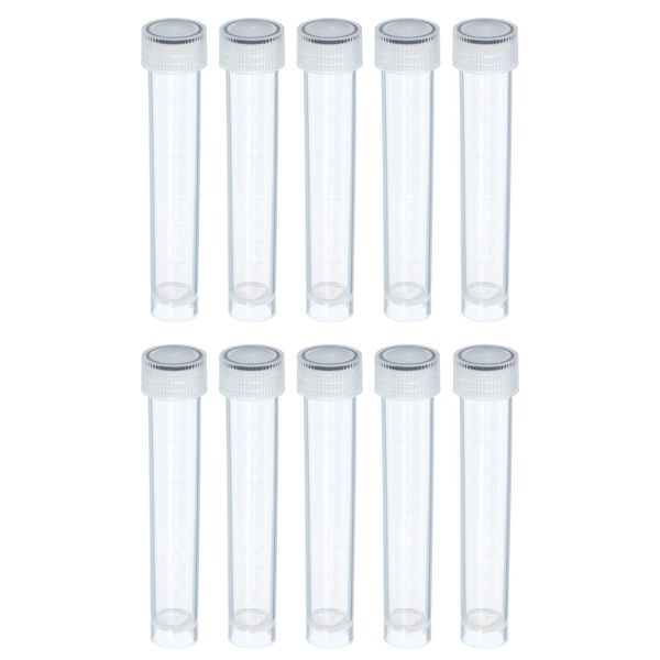 PATIKIL 10ml Liquid Meter Test Tube Measuring Tube Plastic 10pcs Freezer Container Storage Clear Screw Cap for Laboratory Science, Clear