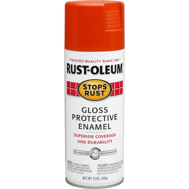 Rust-Oleum 250704 Stops Rust Spray Paint, 12 oz, Gloss Lobster Red