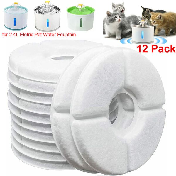 12PCS Activated Carbon Filters Automatic Pet Water Fountain Replacement Filter