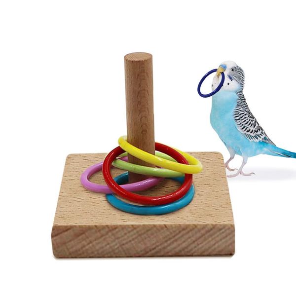 CoCoo Interactive Bird Training Board for Cage, Wooden Block Puzzle, Small Bird Intelligence Tabletop, Portable Wood Stand Set, Mental Stimulation Perch Shelf, Bird Cage Supplies & Accessories