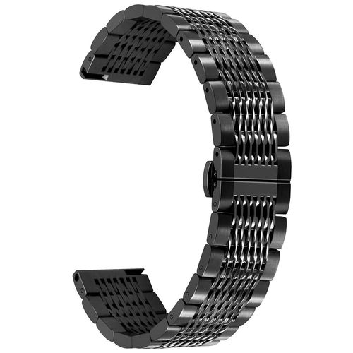 Black Mesh Watch Band Quick Release Stainless Steel 20mm Replacement Watch Strap with Metal Buckle Clasp for Men Women
